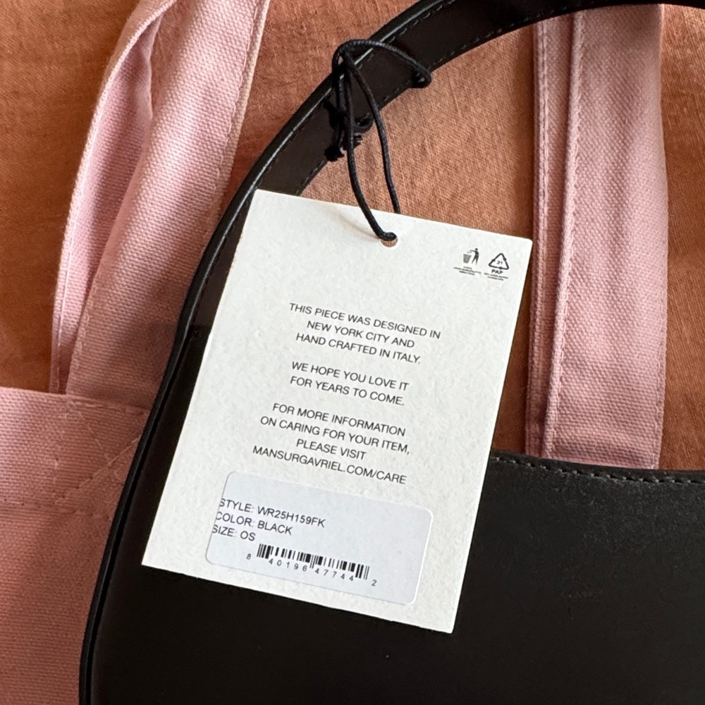 Mansur Gavriel Black Leather Crescent Shoulder Bag with Pink Tote - Picture 4 of 4